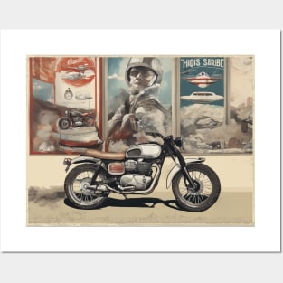 Vintage Scrambler 50s vibe motorcycle Posters and Art
